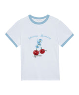 チェリーリンガーTシャツ_ホワイト/ペールブルー