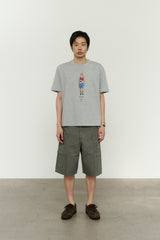 パネルドカーゴポケットヘリンボーンツイルショーツ (Washed Khaki)
