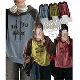 Out embroidery and raglan colored hoodies