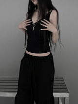 snap echo button sleeveless (3color)