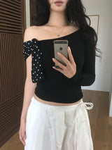 ドットワンショルダーTシャツ