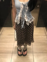 Cocoa Dot Vintage Midi Skirt