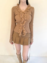 1075. Fringe wool knit cardi (4color)