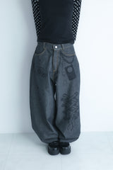 3Dpixel print denim(black)