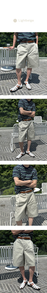 [S/S] ラベルバミューダコットンパンツ