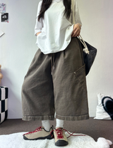 HIP PATCH RIVET PIGMENT DENIM BERMUDA 🫐🍪🖤3COLOR