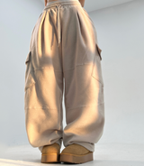 (VELVET + DOUBLE-FACED FLEECE💎🧸/ BALLOON FIT + FULL ELASTIC♥) ユニークパンツ ダイアゴナルカーゴ