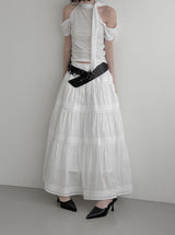 Tur Pintuck Frill Tiered Skirt