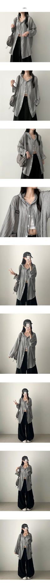 Mini Small Check Loose Fit Hooded Shirt