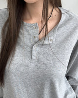 Kane Henley Neck Cotton Long Sleeve Tee