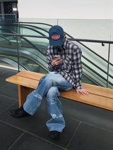 Typing Lettering Snap Denim Pants 2C