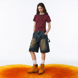 BTB : WAVE WASHING CARPENTER SHORTS [YELLOW MINUIT CORE] [UNISEX]