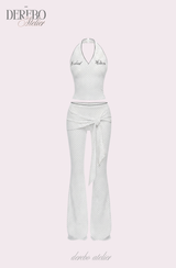 ドット ホルター カーディガン フレア トレーニング セットアップ (PANTS)
