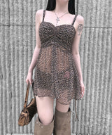 leopard shirring ops (2colors)