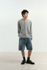 エイジスプラッターカーペンターデニムショーツ(Washed Blue)