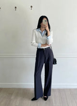 Ballon Shirt Layered V-Neck Shirring Knit