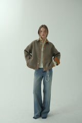 ウールブレンディングジップアップジャケット_ベージュ