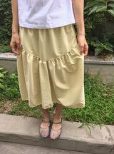 Kira Shirring Cut Nylon Midi Skirt