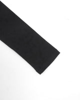 Shirring Henley Neck Long Sleeve Black
