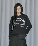 Star Applique Waffle Long Sleeve - BLACK