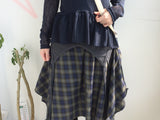 flared check skirt