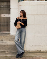 Easy wide denim pants