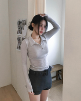 conte tone wool button collar top