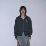 Untitled スターリーナイトスモールストライプフードジップアップ BLack Chacoal