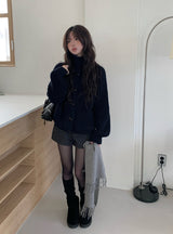 Rucker High Neck Duffle Button Knit Cardigan
