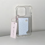 [MADE] RIBBON COTTAGE PHONE CASE BLUE (clear pocket)