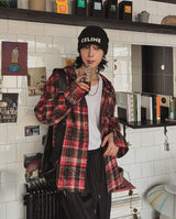 Allen crack check hood shirt