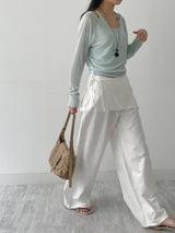 Lace Wrap Balloon Fit Wide Pants