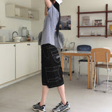 Topa Y2K Back Embroidery Bermuda Half-Length Denim Pants