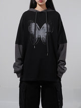 (UNISEX) レイレイヤードフードTシャツ
