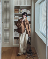 Luden wide pin tuck wool slacks