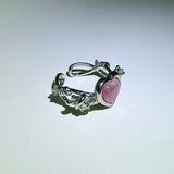 Pink heart angel ring