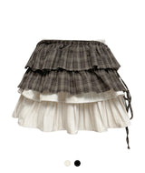 Velvet Checkered Layered Skirt