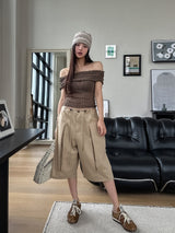 Node cut string cotton bermuda shorts