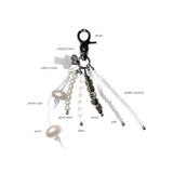 mushroom gemstone keyring (white)