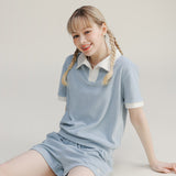 25P PER テリー襟付きTシャツ 25B41212 PK/BL