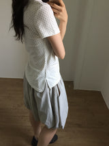Shirring Dot Collar T-Shirt (3color)