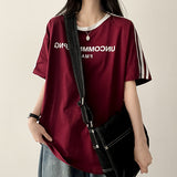 UN Lettering Track Line Oversized Fit Short Sleeve T-shirt