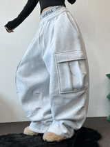 シープ/  ストリング 🐑カーゴヒップパラシュートバルーンロングパンツ🤍🩶🖤3カラー