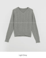 【MADE】V neck cable knitting 