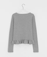 ダロヘンリーネックフリル長袖Tシャツ