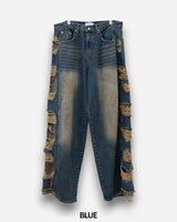Destroyed Camouflage Denim Pants