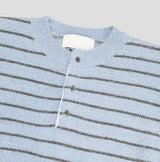 Clo Hairy Stripe Henley Neck Knit