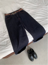 Penny Red Stitch Raw Wide Denim Pants