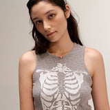 Floral Bone Sleeveless Gray
