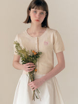 HALF SLEEVE BUTTON CARDIGAN IVORY